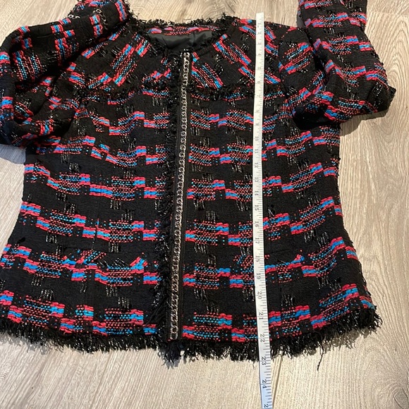 Trina Turk Stylish Black Tweed BlazerJacket Check Chain - Picture 7 of 9